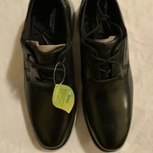 Rockport Men's Total Motion Black Leather Plain Toe Oxfords DEWix Lining  NIB